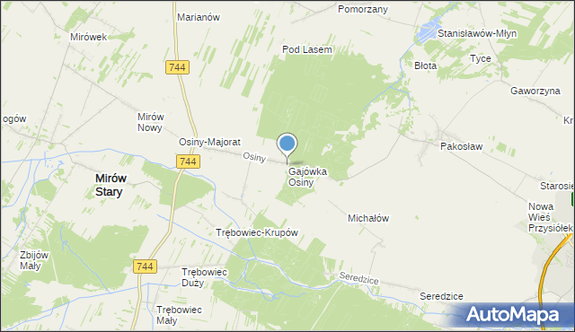 mapa Gajówka Osiny, Gajówka Osiny gmina Iłża na mapie Targeo